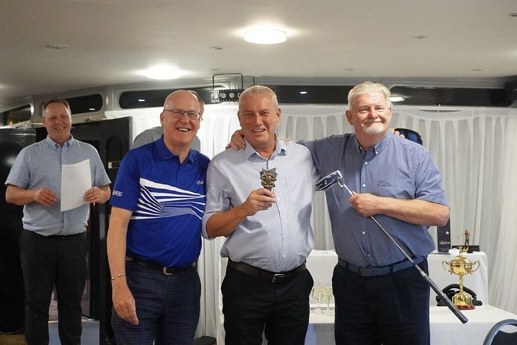 Andy Brown won nearest to the pin on 10th presented by Nigel Stokes & Paul Wilkinson from Lindab Profile