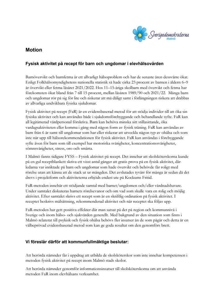 Motion Fysisk aktivitet på recept för barn och ungdomar i elevhälsovården.pdf