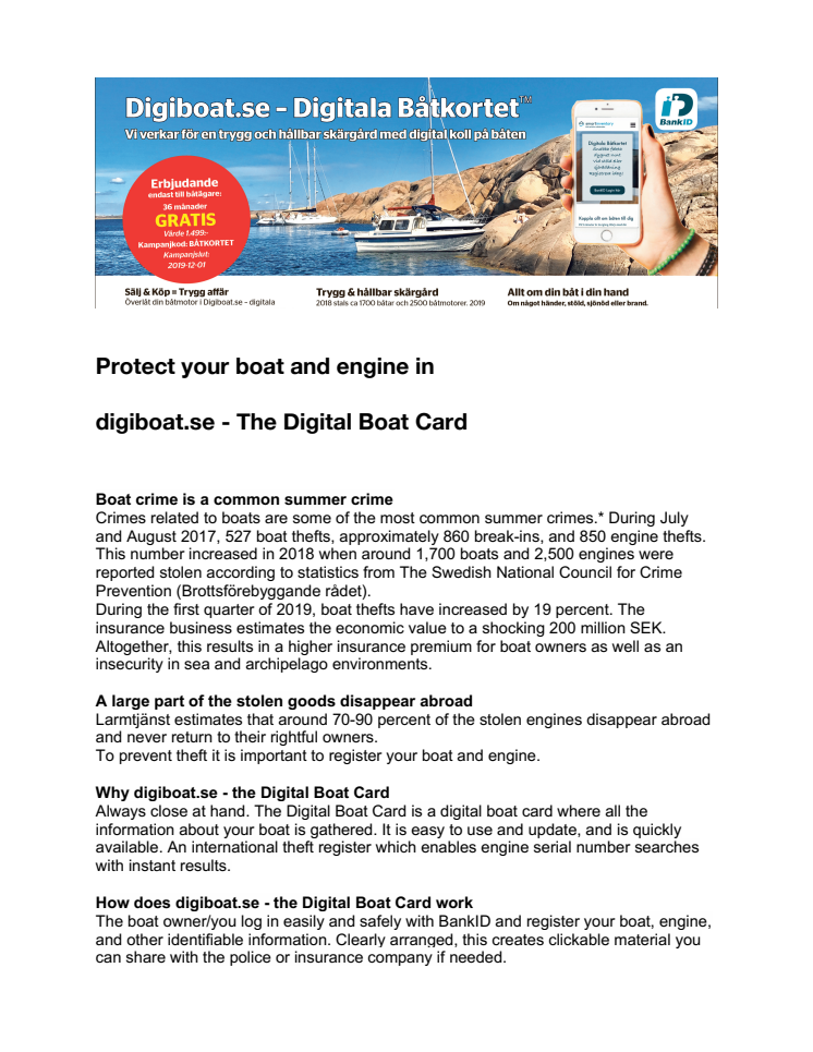 Lansering digiboat.se Digitala Båtkortet - Svenskt båtregister för en trygg och hållbar skärgård