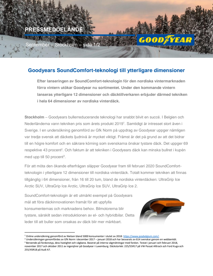 Goodyears SoundComfort-teknologi till ytterligare dimensioner