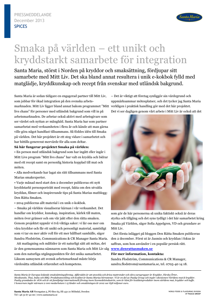 Smaka på världen – ett unikt och kryddstarkt samarbete för integration