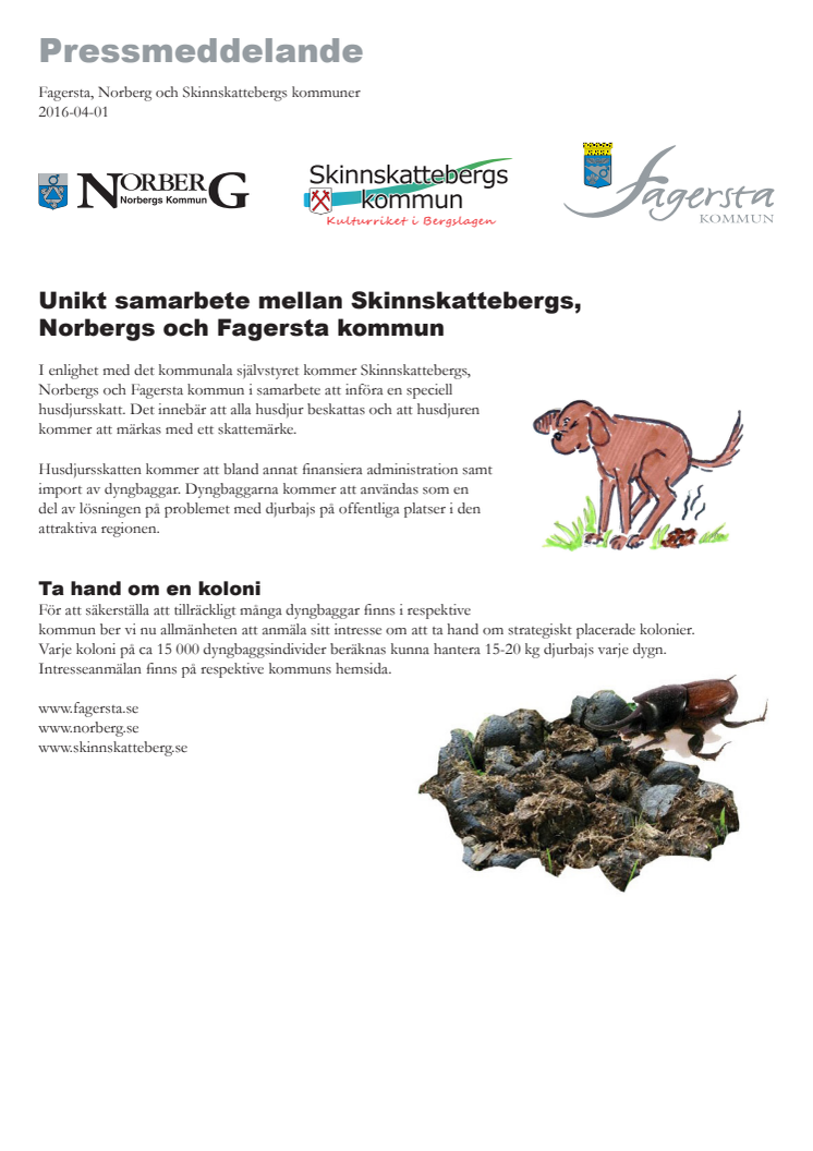 Unikt samarbete kring dyngbaggar mellan Skinnskattebergs, Norbergs och Fagersta kommuner.