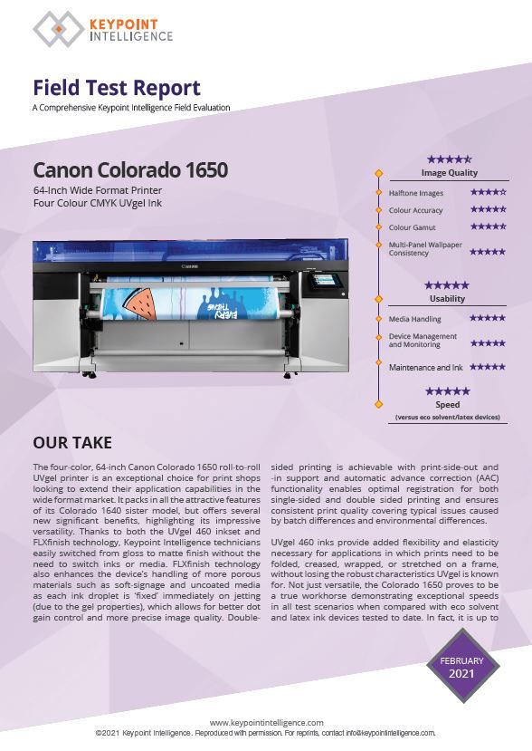 Keypoint Intelligence Field Test Report - Canon Colorado 1650.JPG