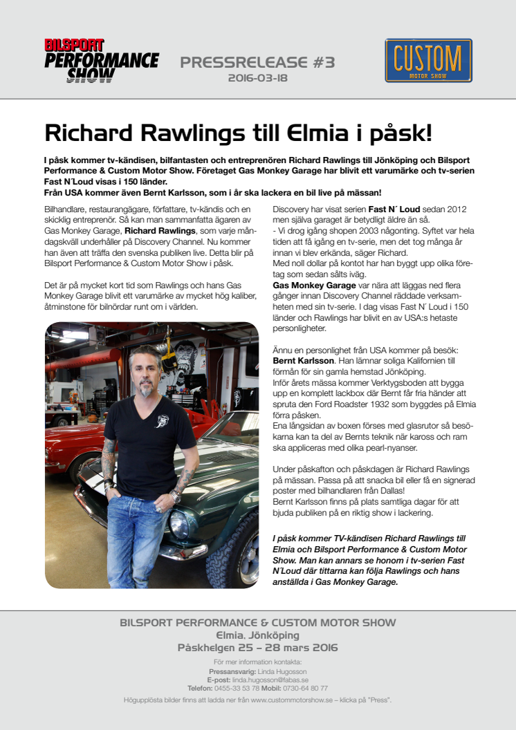 Richard Rawlings till Elmia i påsk!