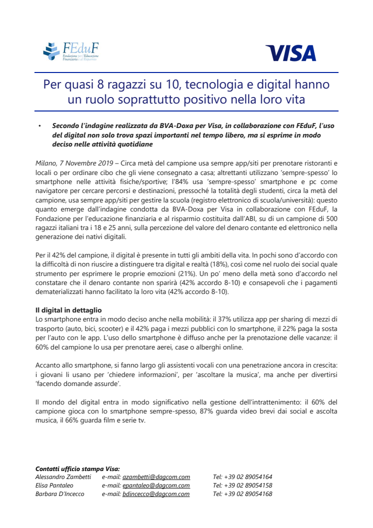 Per quasi 8 ragazzi su 10, tecnologia e digital hanno un ruolo soprattutto positivo nella loro vita