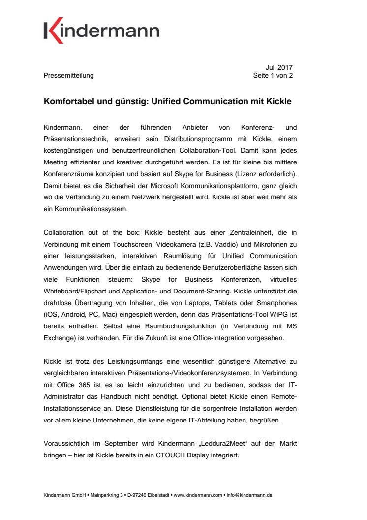 Komfortabel und günstig: Unified Communication mit Kickle