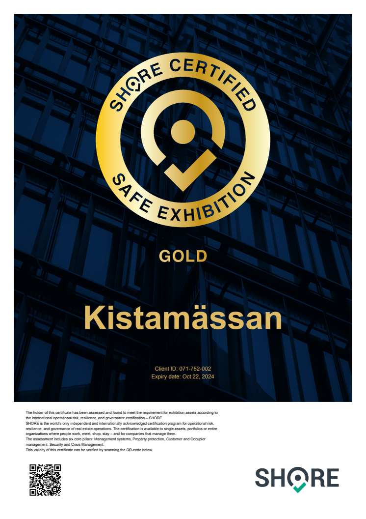 SHORE GOLD Certificate Kistamässan