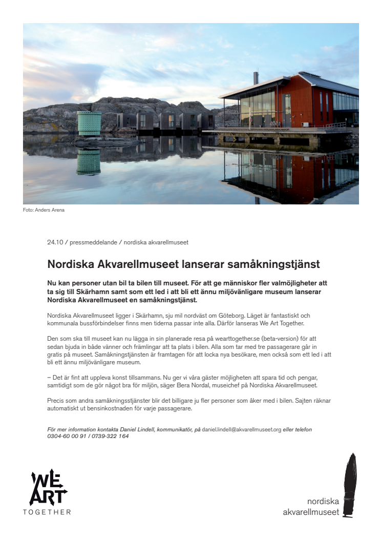 Nordiska Akvarellmuseet lanserar ny samåkningstjänst