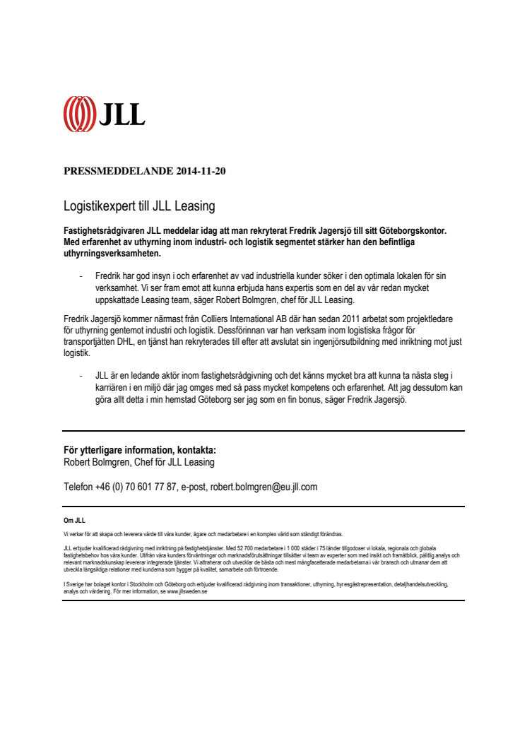 Logistikexpert till JLL Leasing