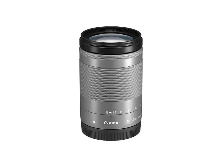 EF-M 18-150mm f3.5-6.3 IS STM SL Slant with cap