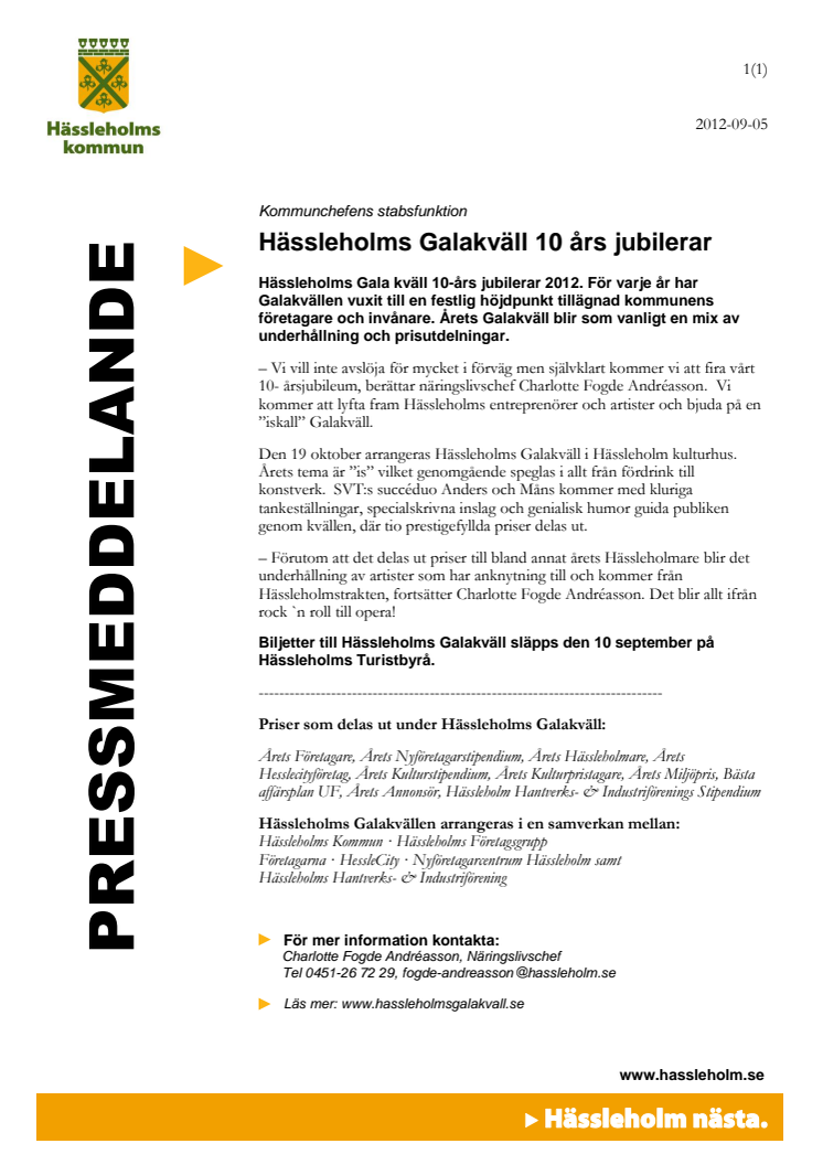 Hässleholms Galakväll 10 års jubilerar