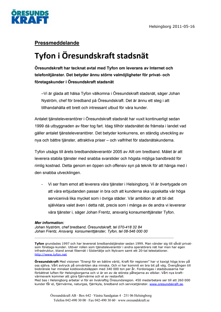 Tyfon i Öresundskraft stadsnät