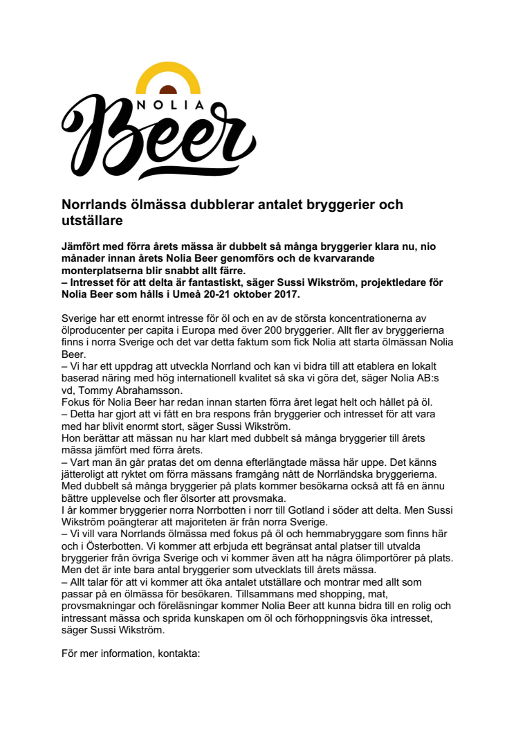Norrlands ölmässa dubblerar antalet bryggerier och utställare