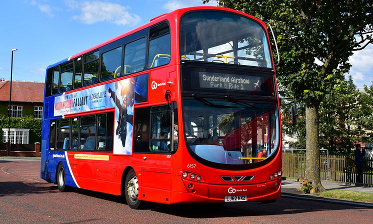 One of the Go North East Park and Ride buses for the Sunderland Airshow