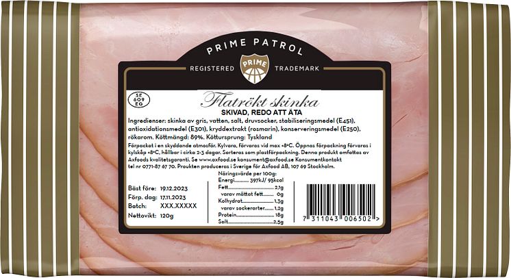 Prime Patrol flatrökt skinka 120g