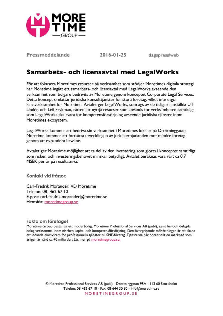 Samarbets- och licensavtal med LegalWorks