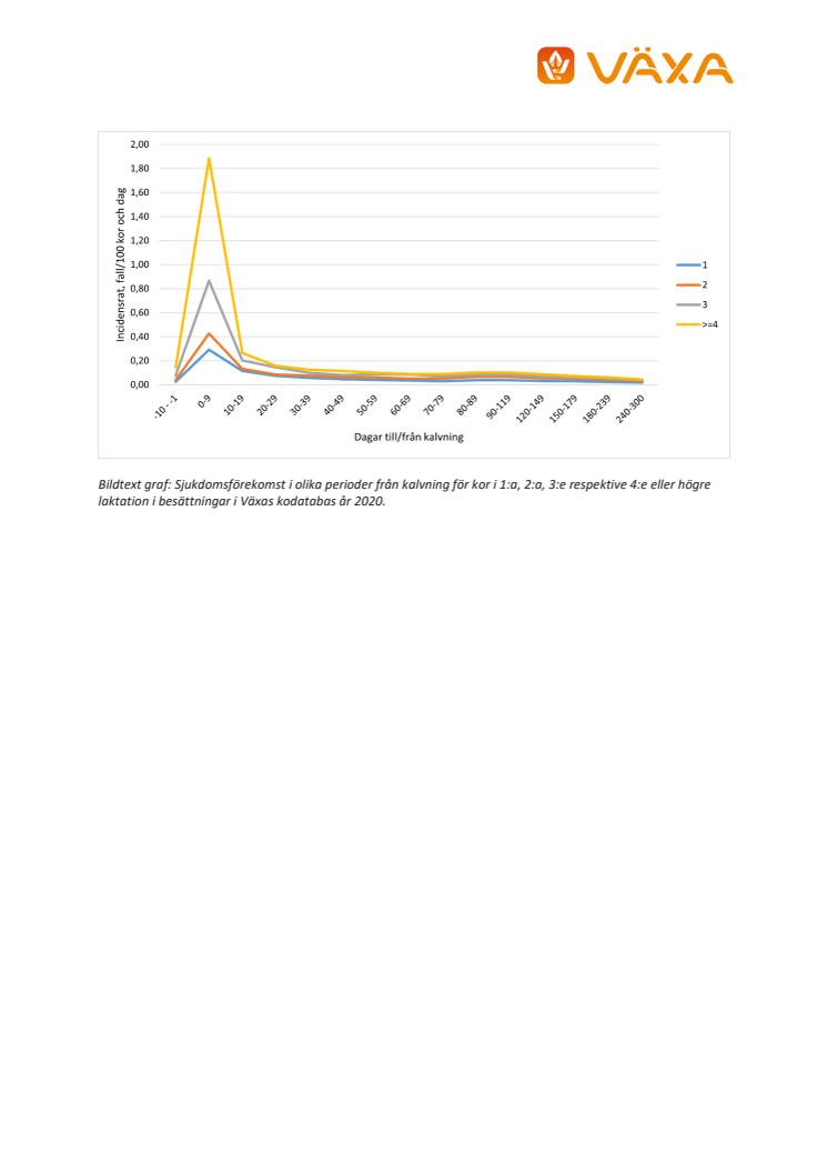 Graf sjukdomsförekomst perioden efter kalvning