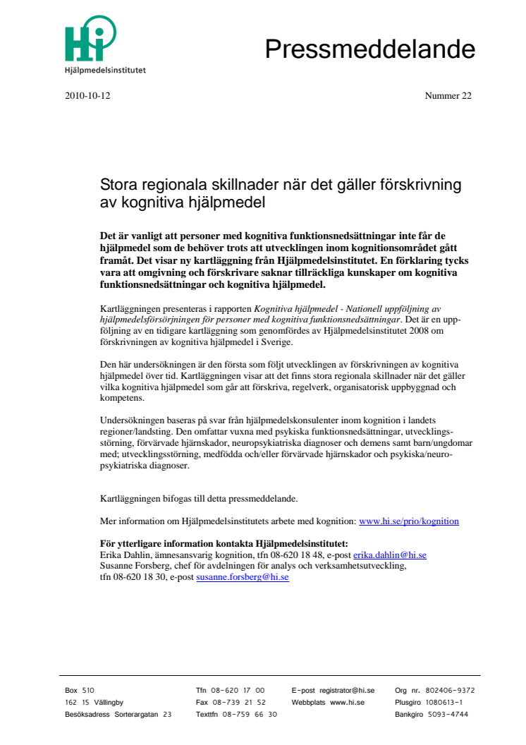 Stora regionala skillnader när det gäller förskrivning av kognitiva hjälpmedel