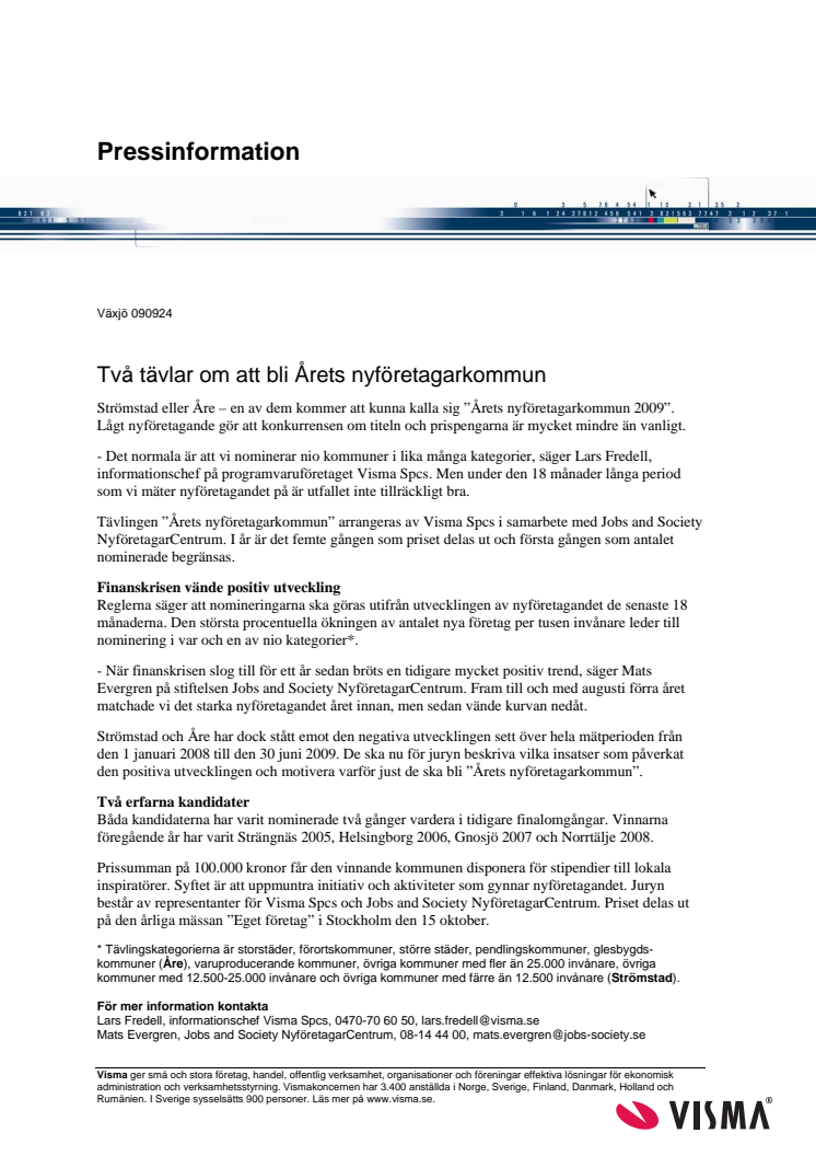 Två tävlar om att bli Årets nyföretagarkommun
