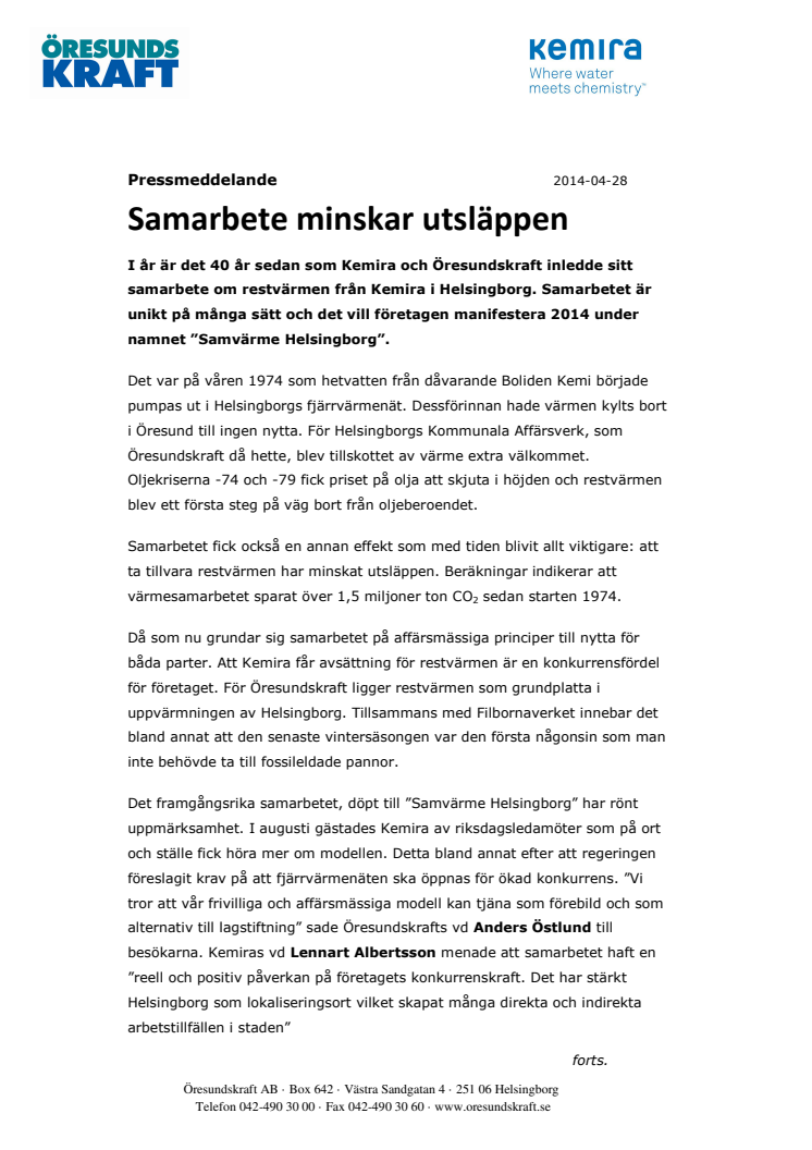 Samarbete minskar utsläppen