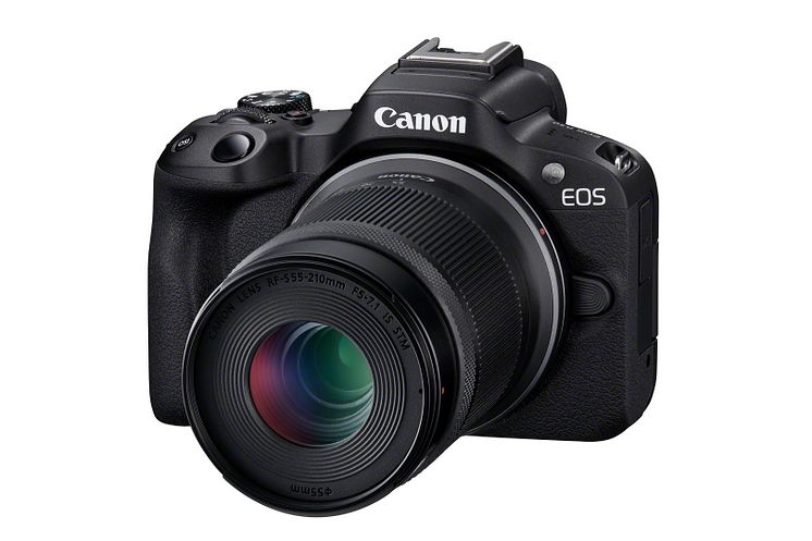 Canon EOS R50_Black_FrontSlantLeft_RF-S 55mm