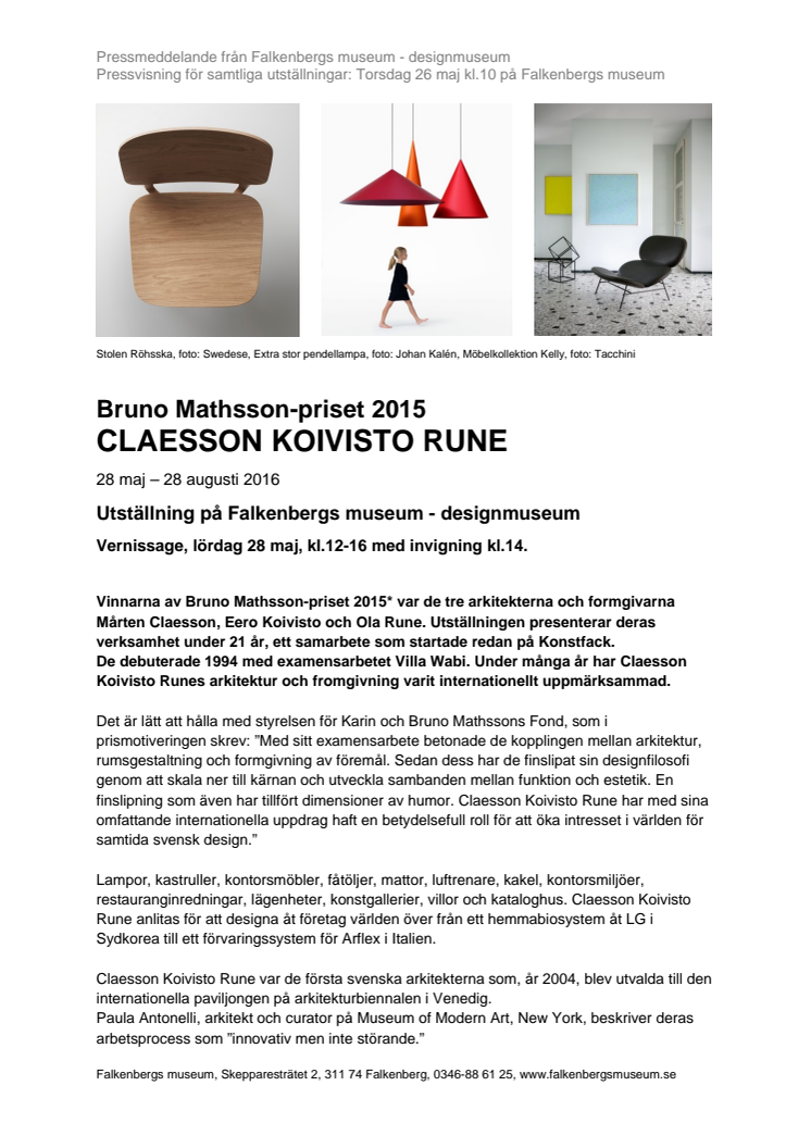 Pressmeddelande Claesson Koivisto Rune