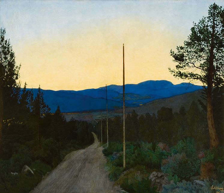 Landeveien/The Country Road, olje på lerret, 1905., Harald Sohlberg. Privat eie.
