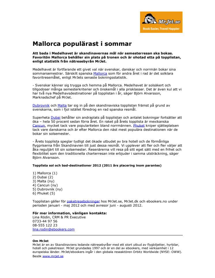 Mallorca populärast i sommar