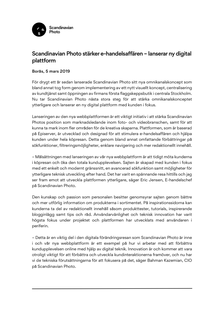 ​Scandinavian Photo stärker e-handelsaffären – lanserar ny digital plattform