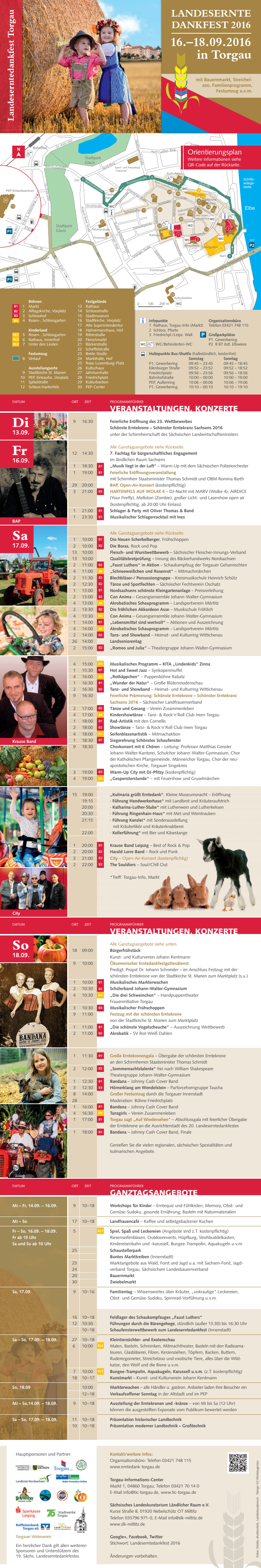 Programm zum Erntedankfest in Torgau