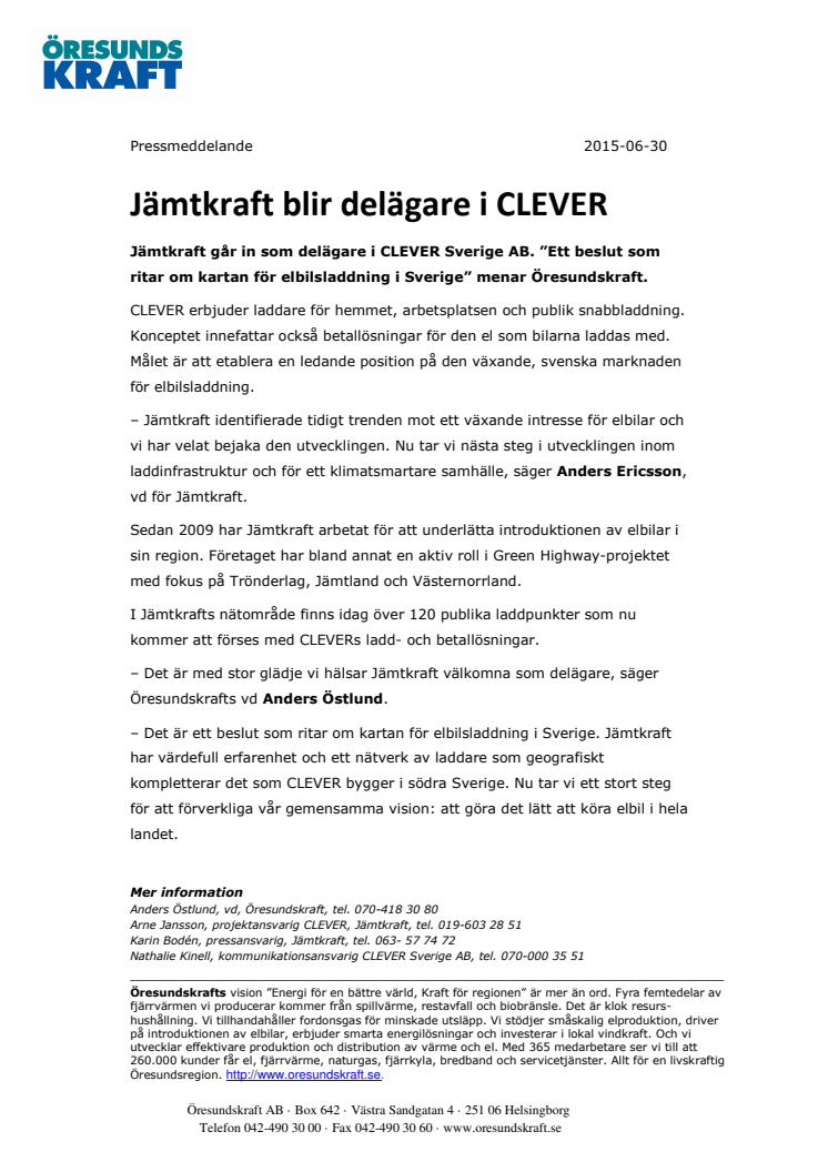 Jämtkraft blir delägare i CLEVER 