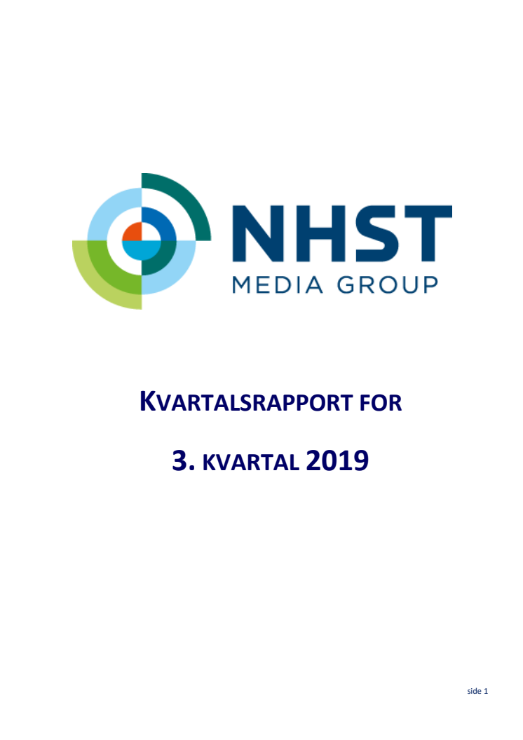 NHST Media Group Kvartalsrapport 3. kvartal 2019