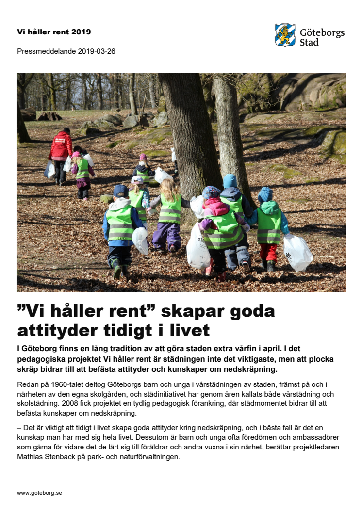 ”Vi håller rent” skapar goda attityder tidigt i livet