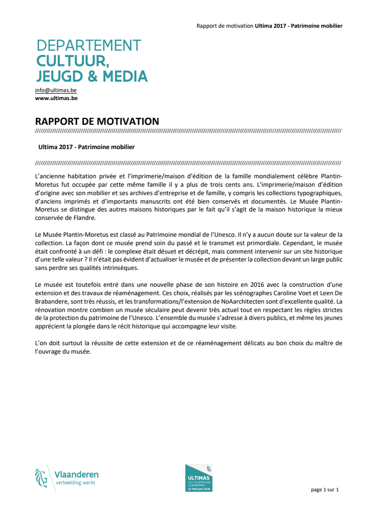 Rapport de motivation Ultimas 2017_Patrimoine mobilier