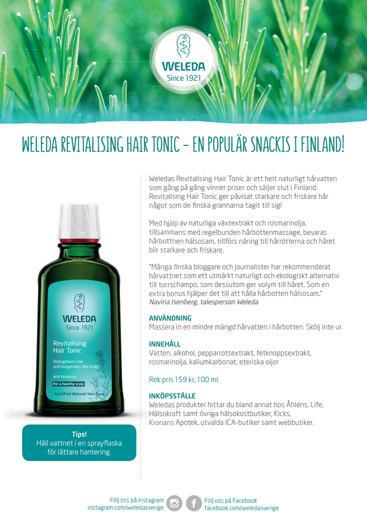 Weleda Revitalising Hair Tonic - en populär snackis i Finland!