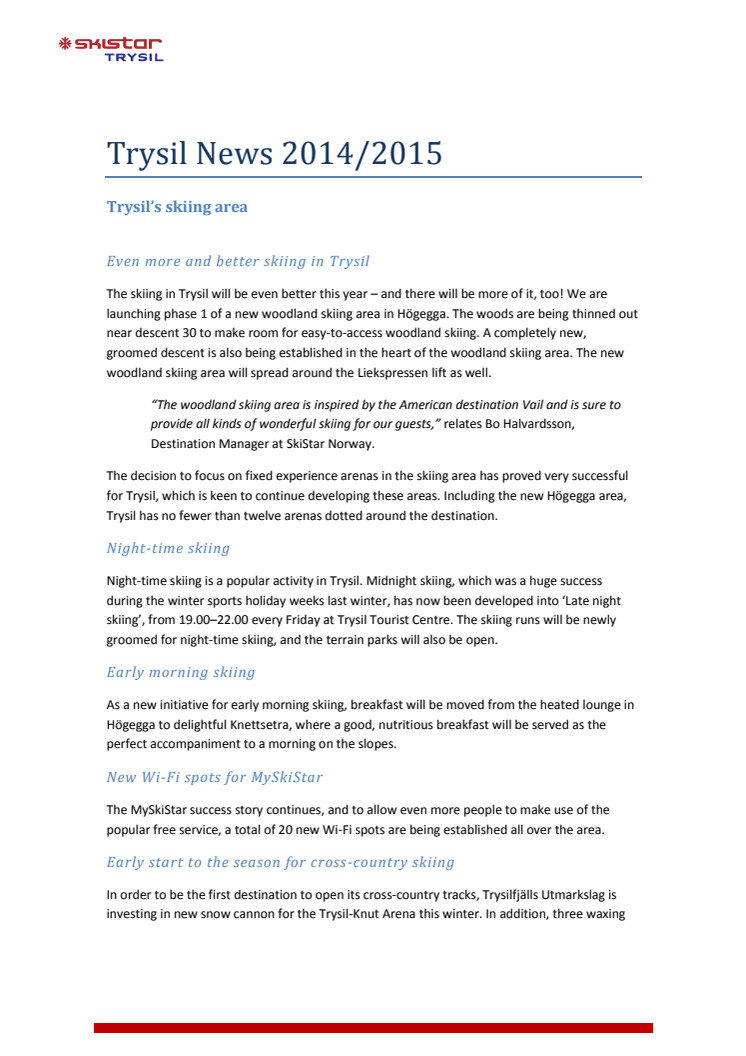 Trysil News 2014/2015
