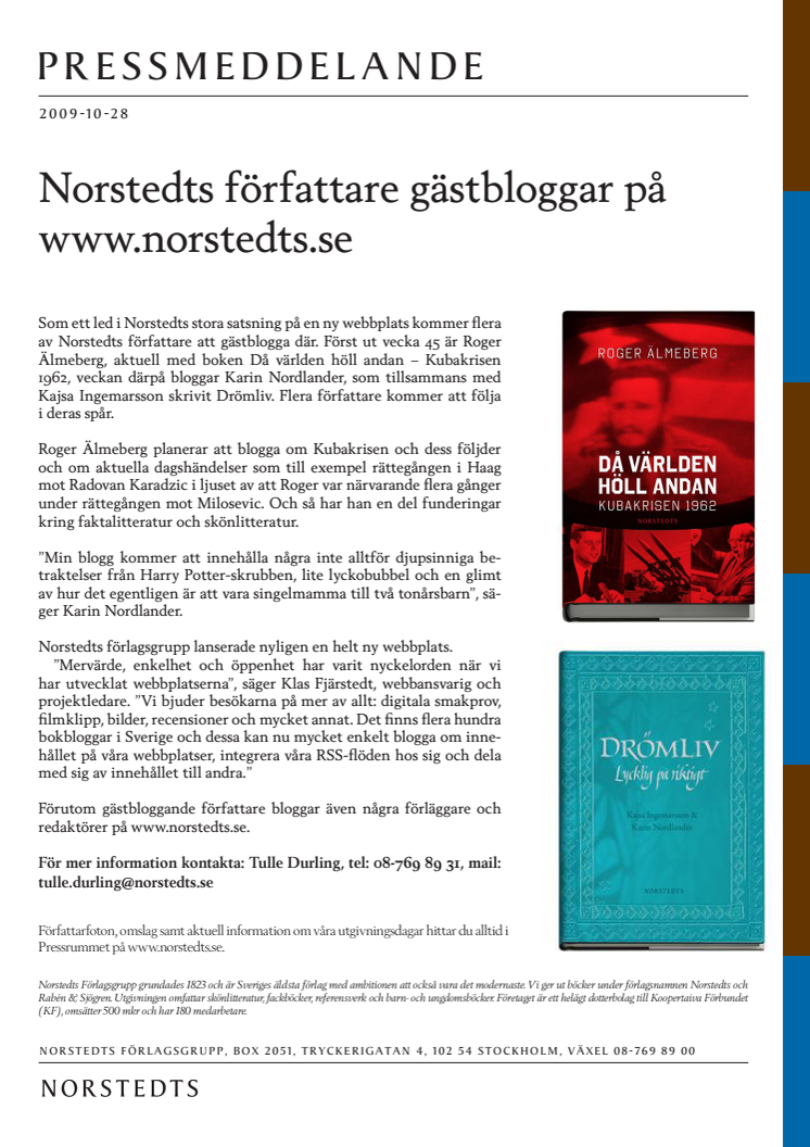 Norstedts författare gästbloggar på www.norstedts.se
