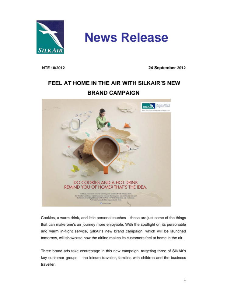 Feel at Home in the Air With SilkAir’s New Brand Campaign