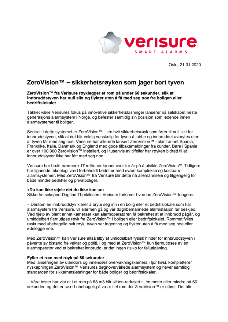 ZeroVision™ – sikkerhetsrøyken som jager bort tyven