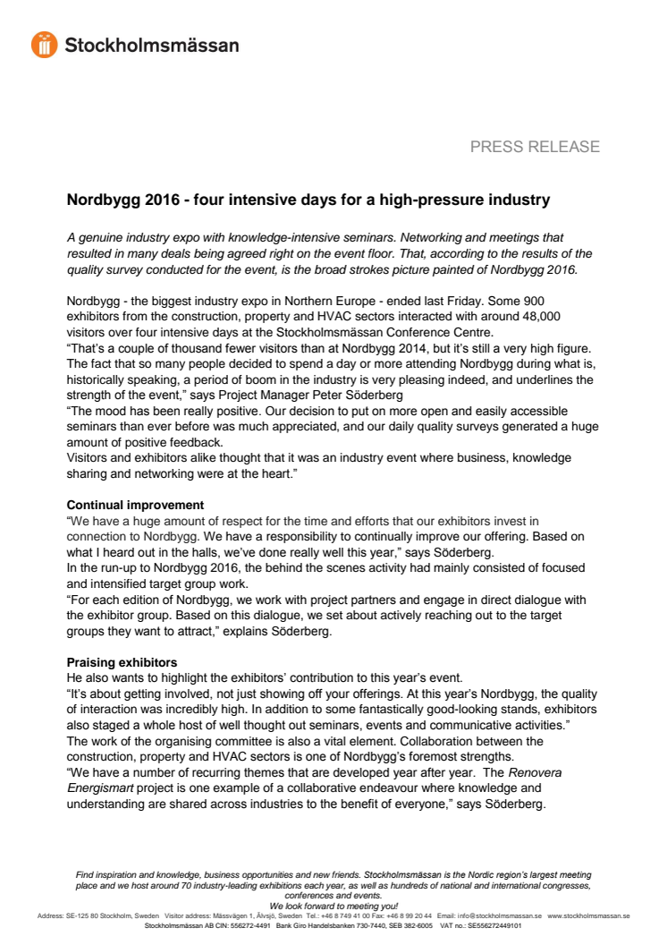 Nordbygg 2016 - four intensive days for a high-pressure industry