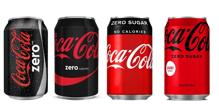 Coca-Cola Zeron kehitys mustasta punaiseen