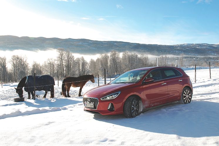 Nye Hyundai i30 på fjellet