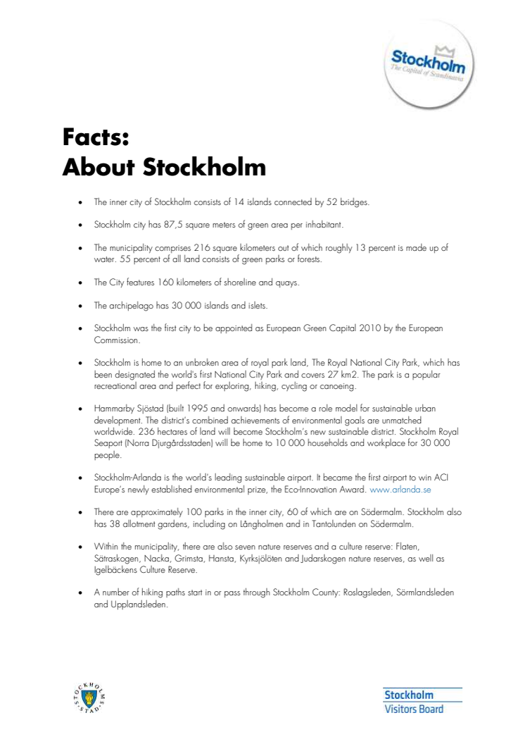 Facts: About Stockholm
