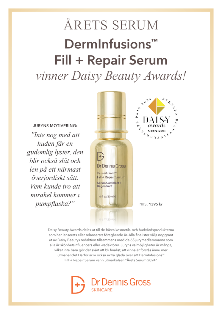 DermInfusions Serum vinner Daisy Beauty Awards 2024!