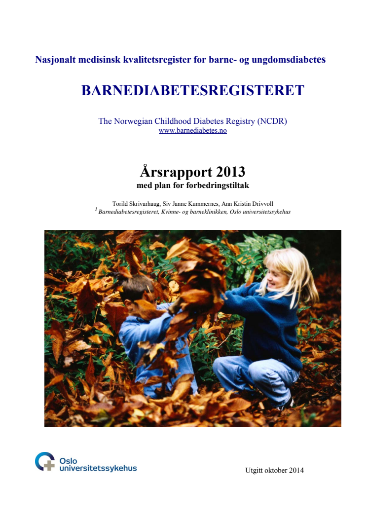 Årsrapport 2014: Barnediabetesregisteret