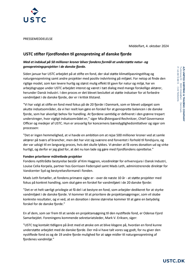 USTC stifter Fjordfonden til genopretning af danske fjorde_PRESSEMEDDELELSE.pdf