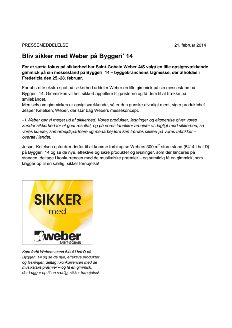 Bliv sikker med Weber på Byggeri’ 14