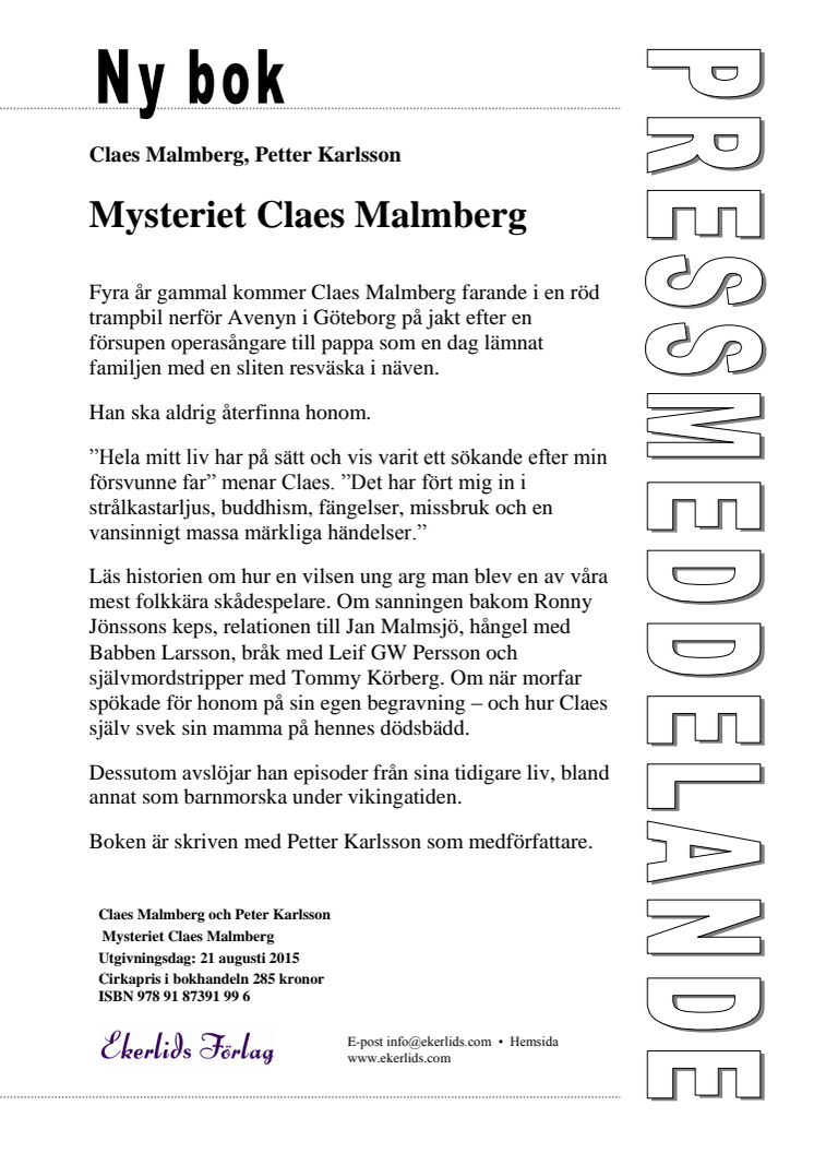 Ny bok: Mysteriet Claes Malmberg