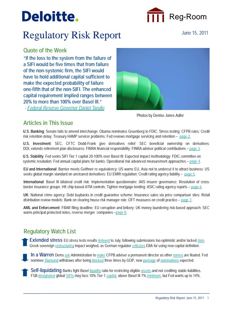 Deloitte Regulatory Risk Report 2011