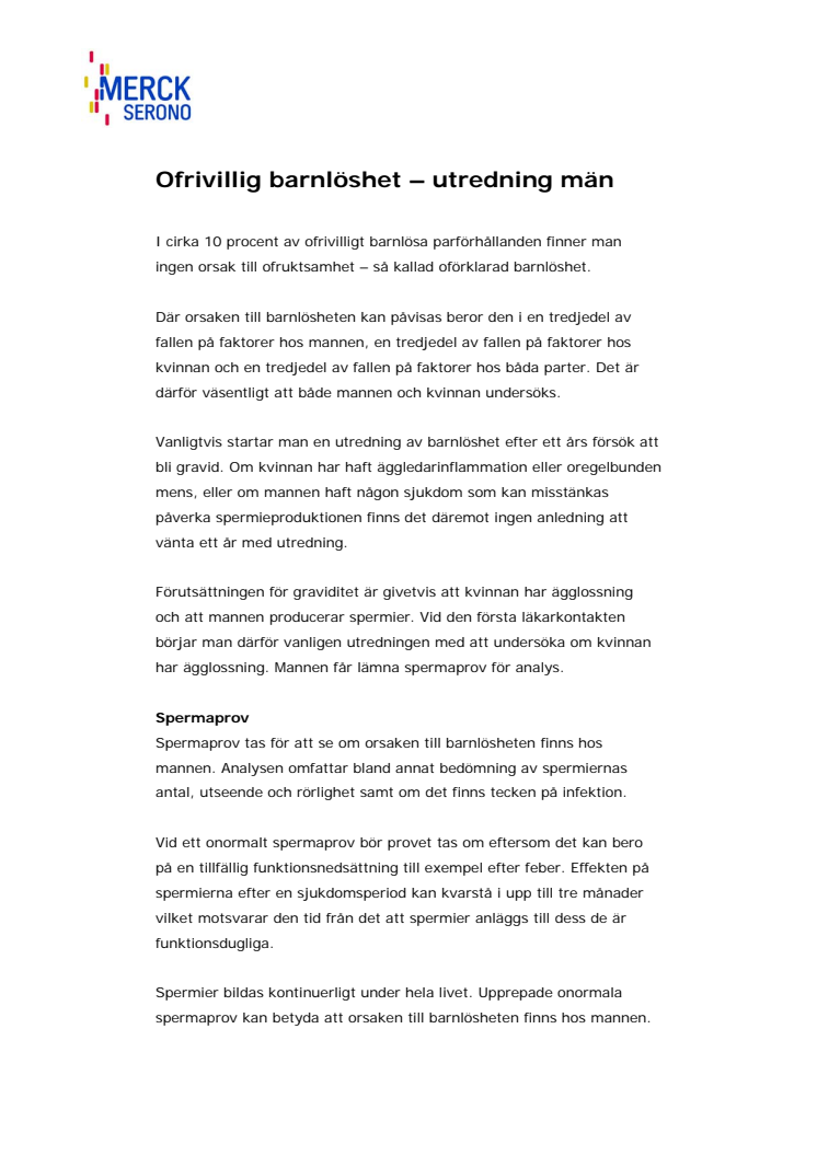 Ofrivillig barnlöshet – utredning män